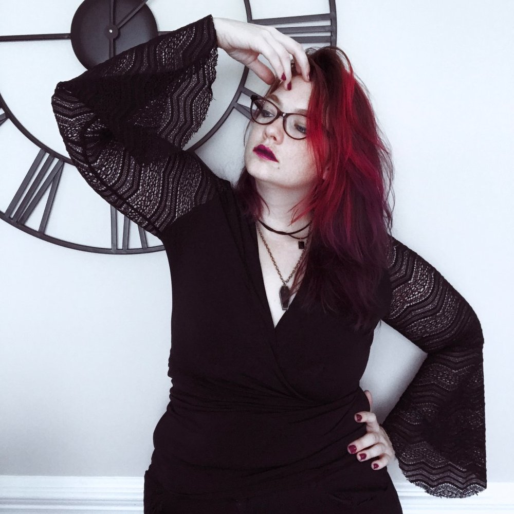 Bisou Bisou Women's Lace Sleeve Goth Top